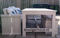 Tuinset steigerhout wit
