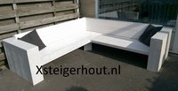 Witte steigerhout hoekbank