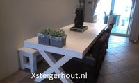 Eettafel Steigerhout Wit