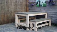 Tuinset steigerhout met bankjes