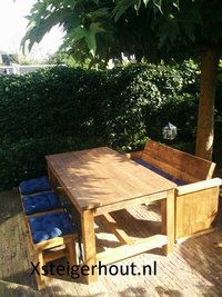 Tuinset steigerhout 6 persoons