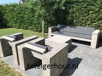 Loungeset steigerhout met kussens