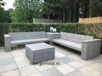 Steigerhout hoekbank grijs