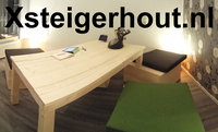 Steigerhout tafel met ongelijke poten