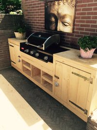 Steigerhout buitenkeuken met bbq