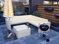 Steigerhout Hoekbank met tafel en bbq