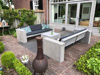 Mooie steigerhout loungebanken met kussens