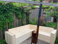 Hoekbank met opbergvakken steigerhout