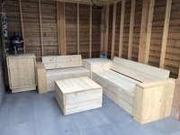 Overkapping met steigerhout meubels Overkapping met steigerhout meubels