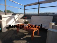 Steigerhout loungebank met hoge rugleuning