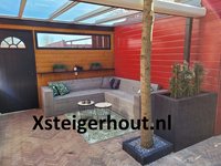 Hoekbank steigerhout met kleppen en opbergruimte in grey wash